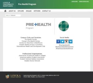 Mockup of Network Page for LUM Pre-Health Program Website